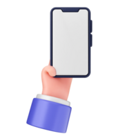 Hand holding a smartphone with blank screen png
