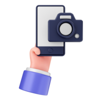 A hand holding a smartphone with a camera on it png
