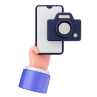 A hand holding a smartphone with a camera on it png