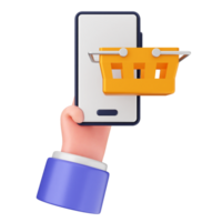 Shopping cart on mobile phone png