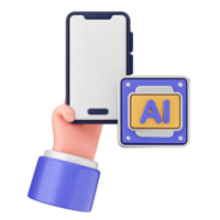 A hand holding a smartphone with an ai icon on it png