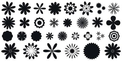 Collection of flowers in silhouette vector