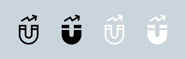 A set of four different icons of a magnet vector