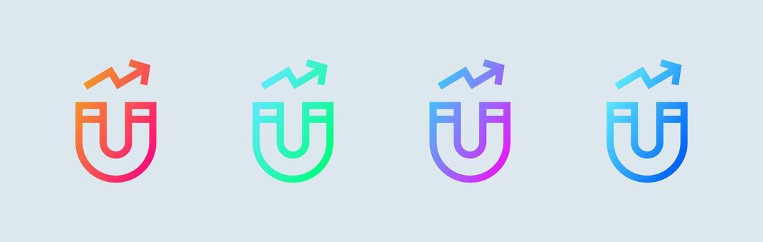 Four colorful magnets with arrows pointing up vector