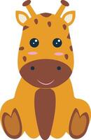 cartoon giraffe sitting down with its eyes closed vector
