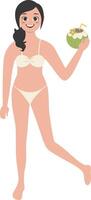 Illustration of Woman Activities on the Beach with Cartoon Design Concept. vector