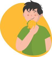 Man Eating Hamburger. vector