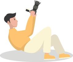 Man Photographer Character with Cartoon Design. vector