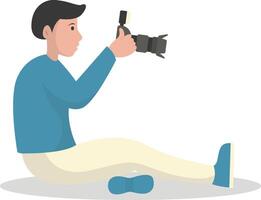 Man Photographer Character in Cartoon Design vector