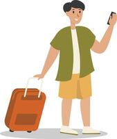Holiday Traveler Character Isolated on White Background. vector