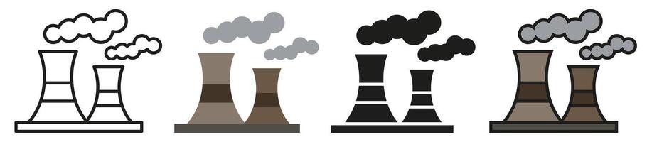 Factories for obtaining energy resources and electricity. Factories for generating energy in different styles. vector