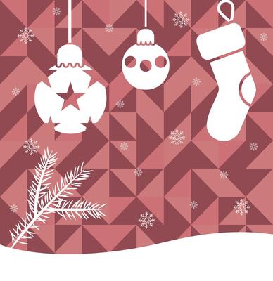 Merry Christmas and Happy Holidays Christmas card on a red background. Universal art templates.