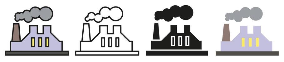 Factories for obtaining energy resources and electricity in different styles. vector