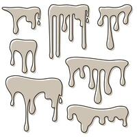 Dripping paint with stroke. Chocolate substance drips and flows. Substance flow set. vector