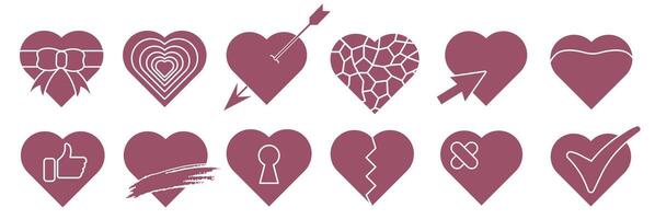 Creative romantic of different shapes isolated. vector