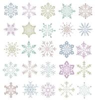 Collection of snowflakes in gradient isolated on white background. A nice element for Christmas banners, cards. Set of organic and geometric snowflakes. vector