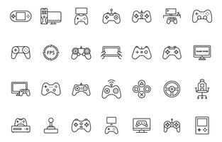 Gaming icon set. Game controller and console Line with stock illustration. Gamepads game controller. Line with editable stroke stock illustration vector