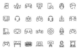 Gaming icon set. Game controller and console Line with stock illustration. Gamepads game controller. Line stroke stock illustration vector