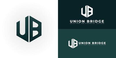 The dynamic logo design creatively integrates the initials UB within a striking hexagonal shape, creating a unique symbol that evokes a sense of structure, stability, and financial success. vector