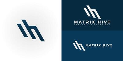 The dynamic logo design features the initials MH creatively integrated into a stylized arrow or lightning bolt, creating a unique and visually striking symbol that evokes a sense of speed and power vector