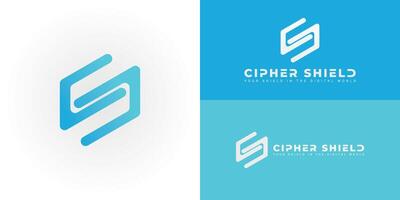 The dynamic logo design features the initials CS creatively integrated into a geometric shape creating a unique striking symbol that evokes a sense of security, precision, and data protection. vector