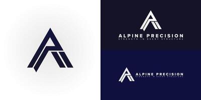 The dynamic logo design creatively integrates the initials AP into a bold, triangular shape, creating a unique symbol that evokes a sense of strength, stability, and architectural ambition. vector