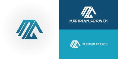 The dynamic logo design features the initials MG creatively intertwined, creating a unique and visually striking symbol that evokes a sense of strategy, direction, and forward momentum. vector
