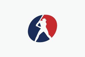 letter O logo with baseball player silhouette. It is good for team logo, club, sticker, etc. vector