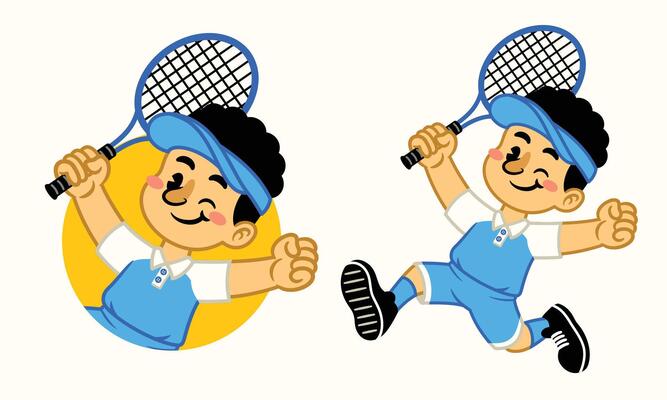 Mascot Illustration of Happy Tennis Player