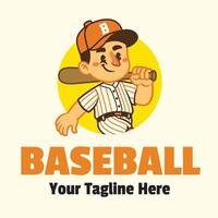 Mascot Logo of Happy Baseball Player vector