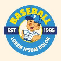 Joyful Baseball Player Mascot Logo Design vector