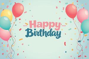 Happy birthday greeting template design. Birthday greeting text with colorful balloons floating party decoration elements in abstract background. vector