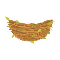 Birds nest with foliage. Branches and leaves collected together for laying eggs and hatching chicks with nature design vector