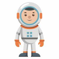 a cartoon boy astronaut or spaceman in a spacesuit. Front view. Isolated on white background. vector