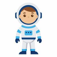 a cartoon boy astronaut or spaceman in a spacesuit. Isolated on white background. Front view. vector