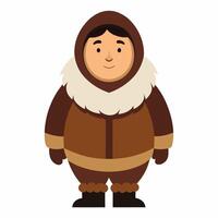a cartoon eskimo man in traditional in clothes .Isolated on white background. Front view. vector
