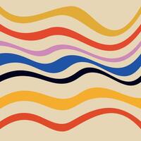 Trendy abstract geometric pattern in retro style. Colorful deformed stripes on a beige background. illustration for poster, social networks, card, patch vector