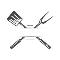 Barbeque Spatula and Fork isolated on white background vector