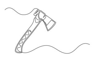 Continuous one line vintage axe vector