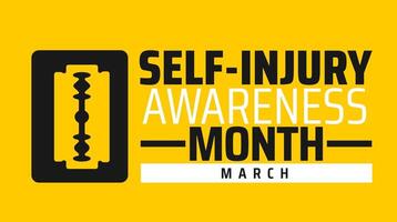 Self Injury Awareness Month background banner or poster design template. observed every year in March. Holiday concept. Use to any Template, card, poster, placard, template. vector