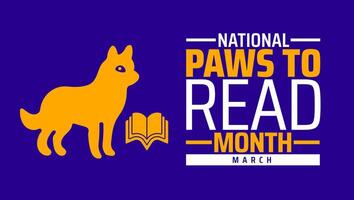 PAWS to Read Month background banner or poster design template. observed every year in March. Holiday concept. Use to any Template, card, poster, placard, template. vector