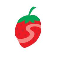A strawberry with a green leaf on it vector