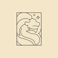 A lion is depicted in a line drawing vector