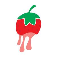 A strawberry with a dripping liquid on it vector