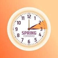 Spring Forward concept 2025 social media post banner or background design template with Golden color. Daylight Saving Time Starts background and cartoon doodle style with clock design. vector