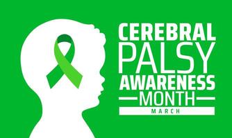 National Cerebral Palsy Awareness Month background banner or poster design template. observed every year in March. Holiday concept. Use to any Template, card, poster, placard, template. vector