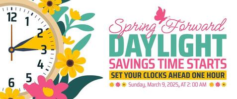 Spring Forward concept 2025 vector