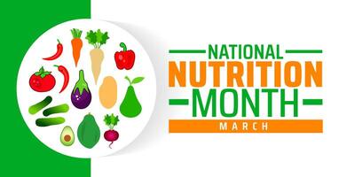 National Nutrition Month background banner or poster design with new design vector