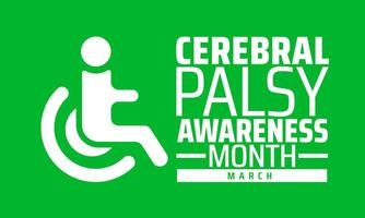 National Cerebral Palsy Awareness Month background banner or poster design template. observed every year in March. Holiday concept. Use to any Template with green color. vector