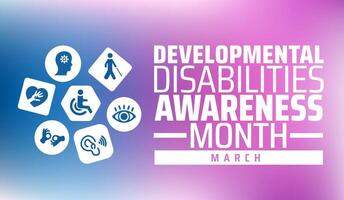 Developmental Disabilities Awareness Month background banner or poster design template. vector